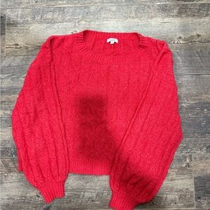 Magnolia Red Cable-Knit Crewneck Sweater